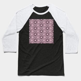 Fun Pink and Black Abstract Suns Pattern Baseball T-Shirt